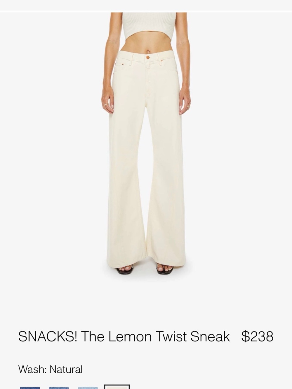 MOTHER Wide-Leg Jeans in Natural Cream